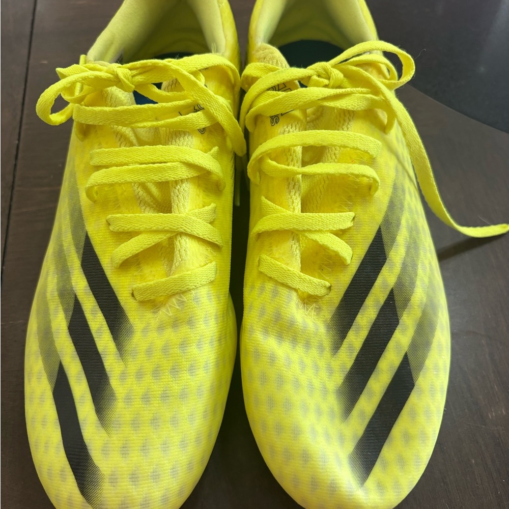 Adidas X Ghosted 3 Neon Yellow Sports soccer cleats with Black Stripes sz 6 1/2